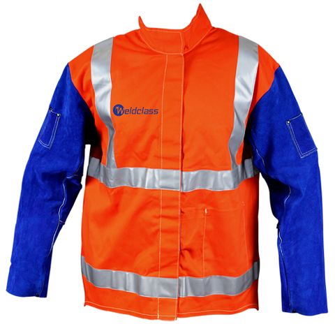 JACKET WELDERS HIVIS W- LTHR SLV PROMAX SIZE XL