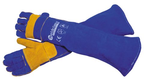 GLOVES WELDERS BLUE PROMAX EXTRA LONG  (PAIR)
