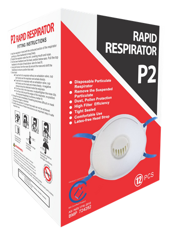DUST MASK P2 CUPPED WITH VALVE RAPID  (BOX 12)