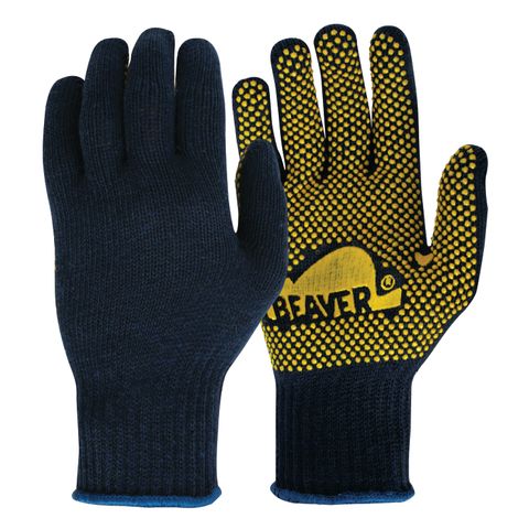 GLOVES POLKA DOT BLUE COTTON LGE (PAIR)