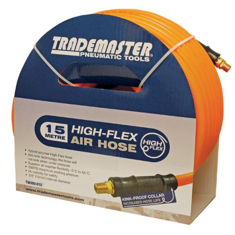 HOSE AIR ORANGE HYBRID 10MM x 15M 1/4"BSP MALE THR