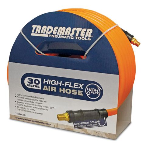 HOSE AIR ORANGE HYBRID 10MM x 30M 1/4"BSP MALE THR