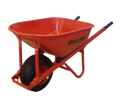 WHEELBARROW EASYMIX STEEL WIDE WHEEL 99L RED