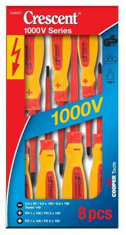 SCREWDRIVER SET 1000V INSULATED CRESCENT (8 PCS)