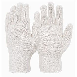 GLOVES KNITED  POLY COTTON WHITE (PAIR)
