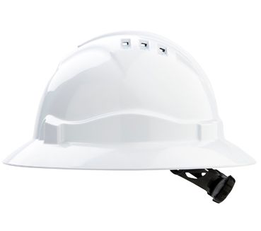 HARD HAT FULL BRIM VENTED RATCHET HARNESS V6-WHITE