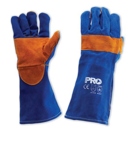 GLOVES LEATHER WELDING BLUE PREMIUM (PAIR)