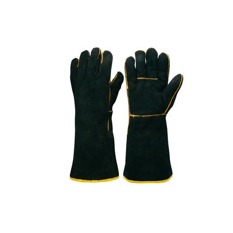 GLOVES LEATHER WELDER BLACK/GOLD (PAIR)