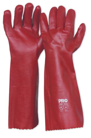 GLOVES PVC CHEM RESISTANT RED 450MM (PAIR)