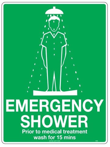 SIGN EMERGENCY SHOWER MTL 300X450MM