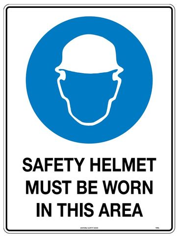 SIGN HEAD PROTECT MUST BE WORN MTL 300X450MM