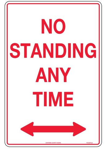 SIGN NO STANDING DOUBLE ARROW MTL 450X300MM