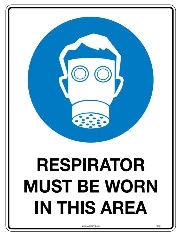 SIGN RESPIRATOR MUST BE WORN MTL 300X450MM