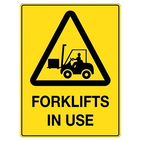 SIGN FORKLIFT IN USE MTL 450X300MM