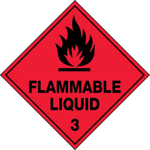 SIGN FLAMMABLE LIQUID 3  MTL 270X270MM