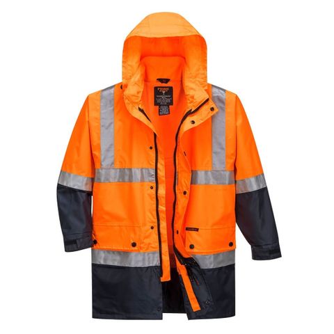 JACKET RAIN REF HI-VIS ORANGE/NAVY MED