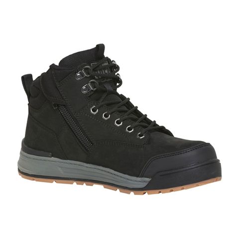 BOOT YAKKA 3056 L/U ZIP BLACK UK11 (PAIR)