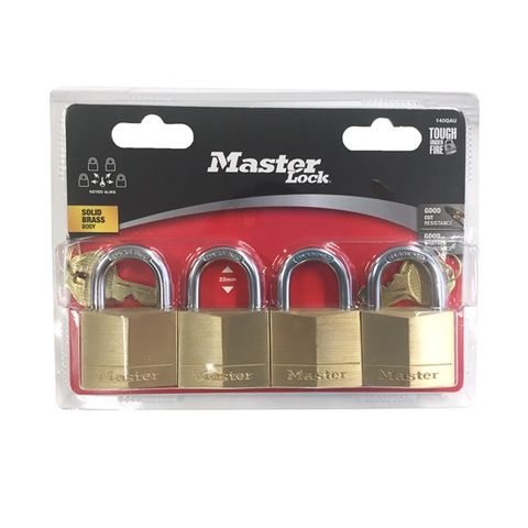 PADLOCK MASTER DIAMOND BRASS 40MM (PK 4)
