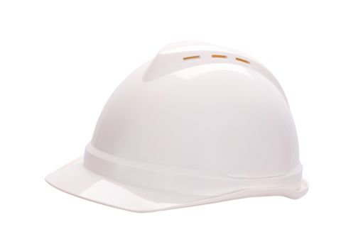 HARD HAT MSA WHITE VENTED V-GAURD 500 - 6PT