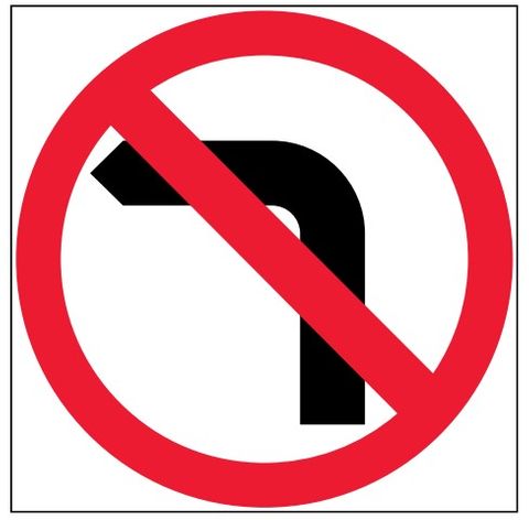 SIGN NO LEFT TURN PICTO CFLT 600X600MM CL1