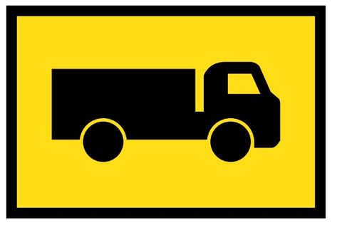 SIGN TRUCKS ENTERING PIC BOXED EDGE 900X600MM CL1