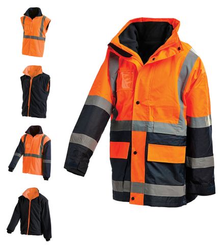 JACKET 5 IN 1 ORANGE/NAVY MED