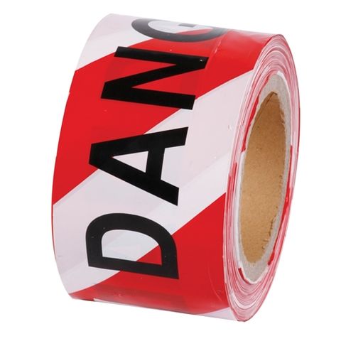 TAPE DANGER 75X500MT RED/WHITE (ROLL)