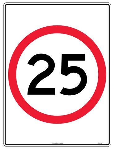 SIGN SPEED 25KM ALUM 450X600MM CL1