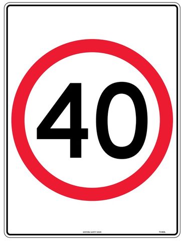 SIGN SPEED 40KM ALUM 450X600MM CL1