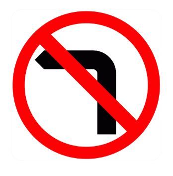 SIGN NO LEFT TURN ALUM 600X600MM CL1