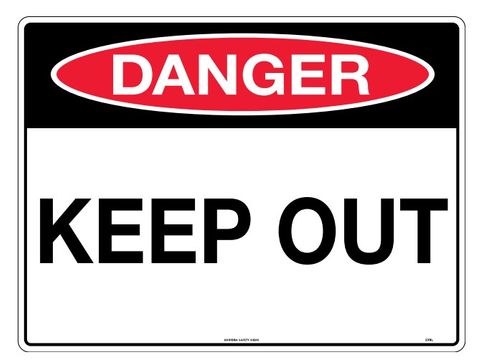 SIGN DANGER KEEP OUT MTL 600X450MM