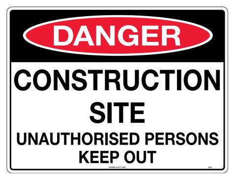 SIGN DANGER CONSTRUCTION SITE MTL 600X450MM