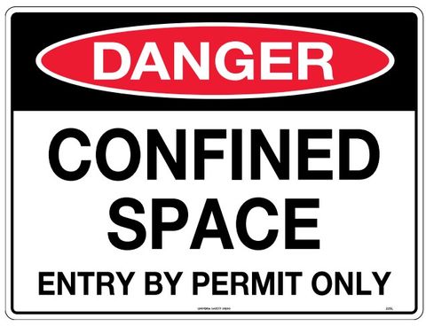 SIGN DANGER CONFINED SPACE ENT PERMIT MTL 600X450M