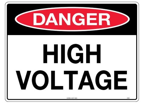 SIGN DANGER HIGH VOLTAGE MTL 600X450MM
