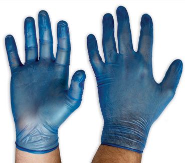 GLOVES VINYL BLUE POWDER FREE DVBPF MED (BOX 100)