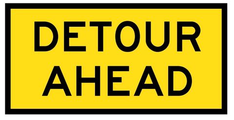 SIGN DETOUR AHEAD BOXED EDGE 1200X600MM CL1