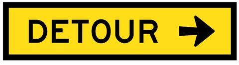 SIGN DETOUR RIGHT BOXED EDGE 1200X300MM CL1