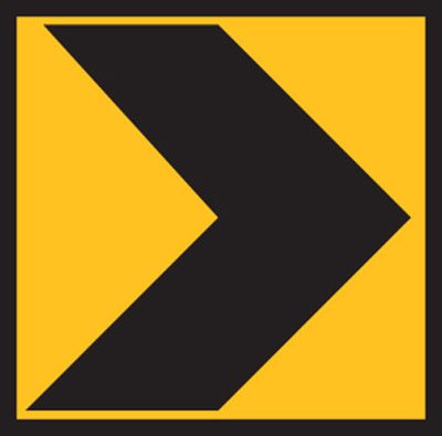 SIGN CHEVRON BLACK YELLOW ALUM 600X600MM CL1