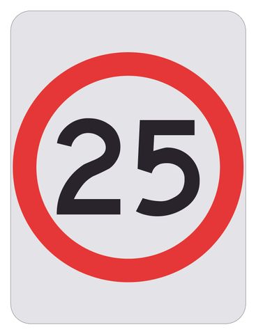 SIGN SPEED 25KM ALUM 800X600MM CL1