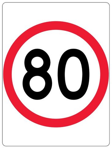 SIGN SPEED 80KM ALUM 800X600MM CL1