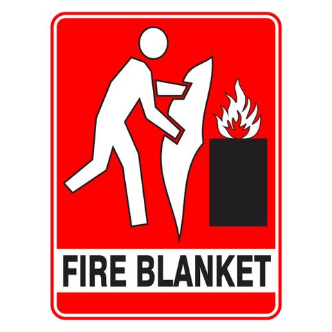 SIGN FIRE BLANKET POLY 225X150MM