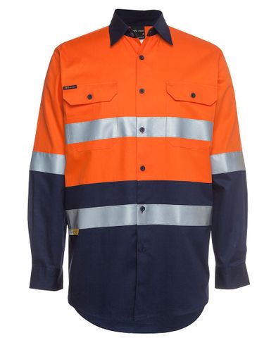 SHIRT DRILL L/S ORANGE/NAVY REF JB'S MED