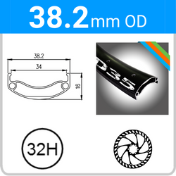 38.2mm OD - MD35 - DW - DS - 32H - Black - 97115