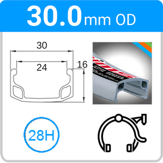 30.0mm OD - G/Y303 - 28H - Silver - 93887