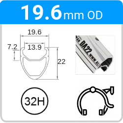 19.6mm OD - DA22 - DW - SJ - ME - 32H - Silver - 95069 - 95650