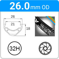 26.0mm OD - MD21 - DW - PJ - DS - SSE - TR - 32H - Black - 96724