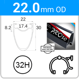 22.0mm OD - Pro30 - DW - WJ - TR - 32H - ANO Black ME - 93243