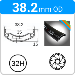 38.2mm OD - XM35 - DW - PJ - DS - TR - 32H - Black - 93229