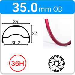 35.0mm OD - Blunt 35 - DW - PJ - DS - TR - 36H - Red - V3055 - V3053