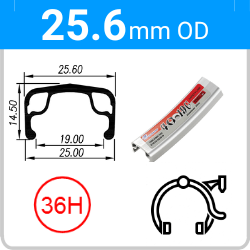 25.6mm OD - Weinmann 4019C - SW - PJ - NON - 36H - Silver - 97095 - 97096